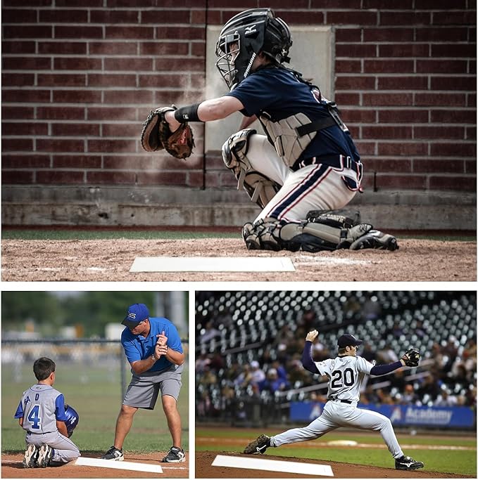 2 Pcs Baseball Pitching Rubber, Pitcher's Plate, Baseball & Softball Pitching Mound Rubber for Baseball Softball Games, Practice, Skill Camps, Coaching Equipment