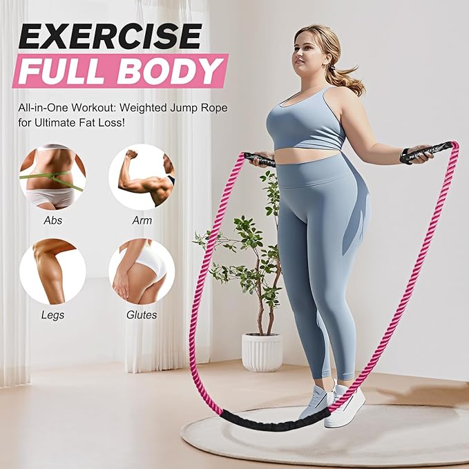 HPYGN Jump Rope, Weighted Jump Rope for Men women, 2.8lb 3.8lb 5lb Heavy Skipping Rope for Exercise, Adult Jumpropes for Home Workout, Improve Strength and Building Muscle,Total Body Workout Equipment