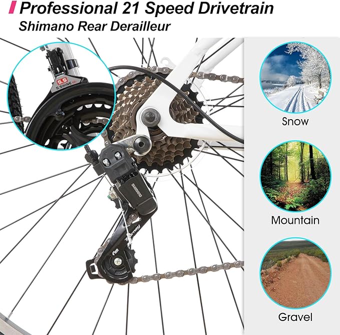 Hiland Adult 26 Inch Mountain Bike, Mens and Womens Bicycle with 21 Speed, High-Carbon Steel Frame Mountain Bicycle, Sport MTB for Men Women