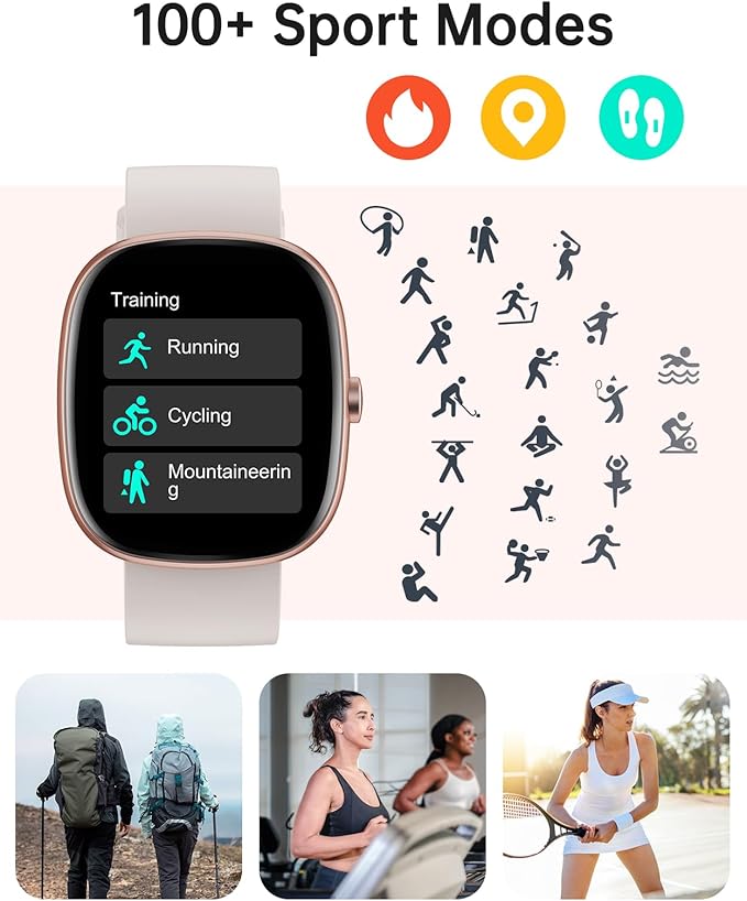 HUAKUA Smart Watches for Women Men (Answer/Make Calls), 1,85" HD Smart Watch for iPhone/Android Phones, Fitness Tracker with 100+ Sport Heart Rate/Sleep Monitor Pedometer IP68 Waterproof (Cream)