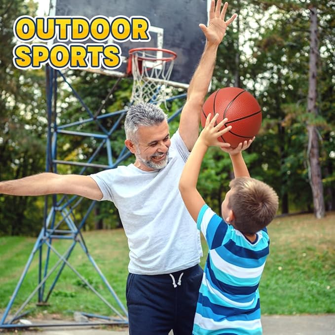 9.8”Basketball Bouncy Ball for Kid Adult Teen, Soft Ball for Basketball Hoop Trampoline, Size 7 PVC Waterproof Basketballs for Swimming Pool, Sports Toy for Indoor Outdoor Water Pool Games Party