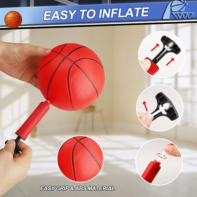 Indoor Basketball Hoop Set for Kids Adults, Pro Mini Basketball Hoop for Door Wall, Room Basketball Hoop Over The Door Outdoor Basketball Hoop with 4 Balls Toy Gift for Boy Girl
