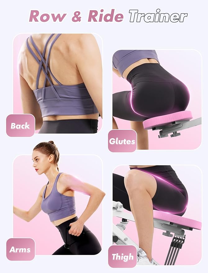 Sportsroyals Squat Machine for Home,Ride & Rowing Machine for Glutes Butt Thighs,Ab Back/Leg Press,Foldable & Easy Setup Exercise Equipment w/Adjustable Resistance,350lbs Capacity