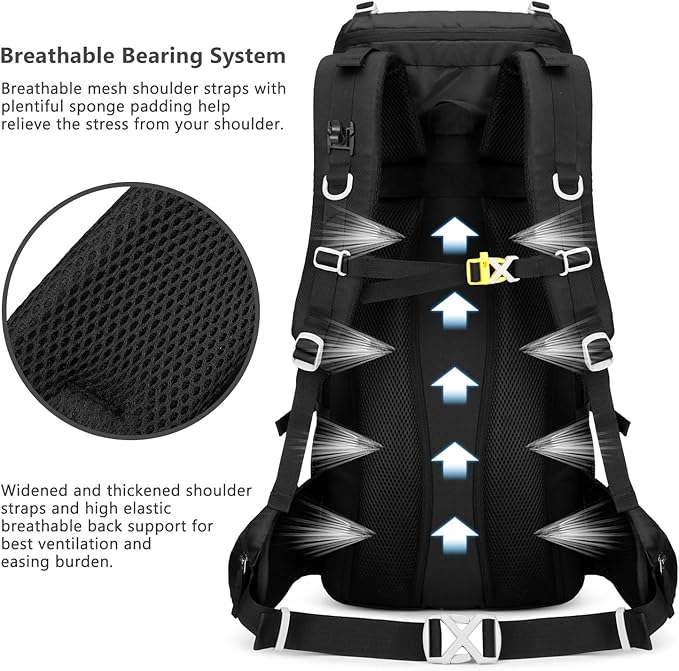 Esup 50L Hiking Backpack Men Camping Backpack with rain cover 45l+5l Lightweight Backpacking Backpack Travel Backpack