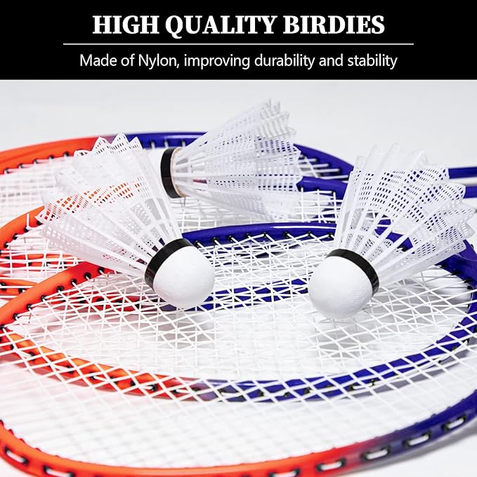 Zdgao Badminton Sets for Backyard, Portable Badminton Net with Tension Adjuster, Badminton Racket Set of 4, 3 Nylon Shuttlecocks, Boundary Line and Carry Bag for Backyard Beach Family Games