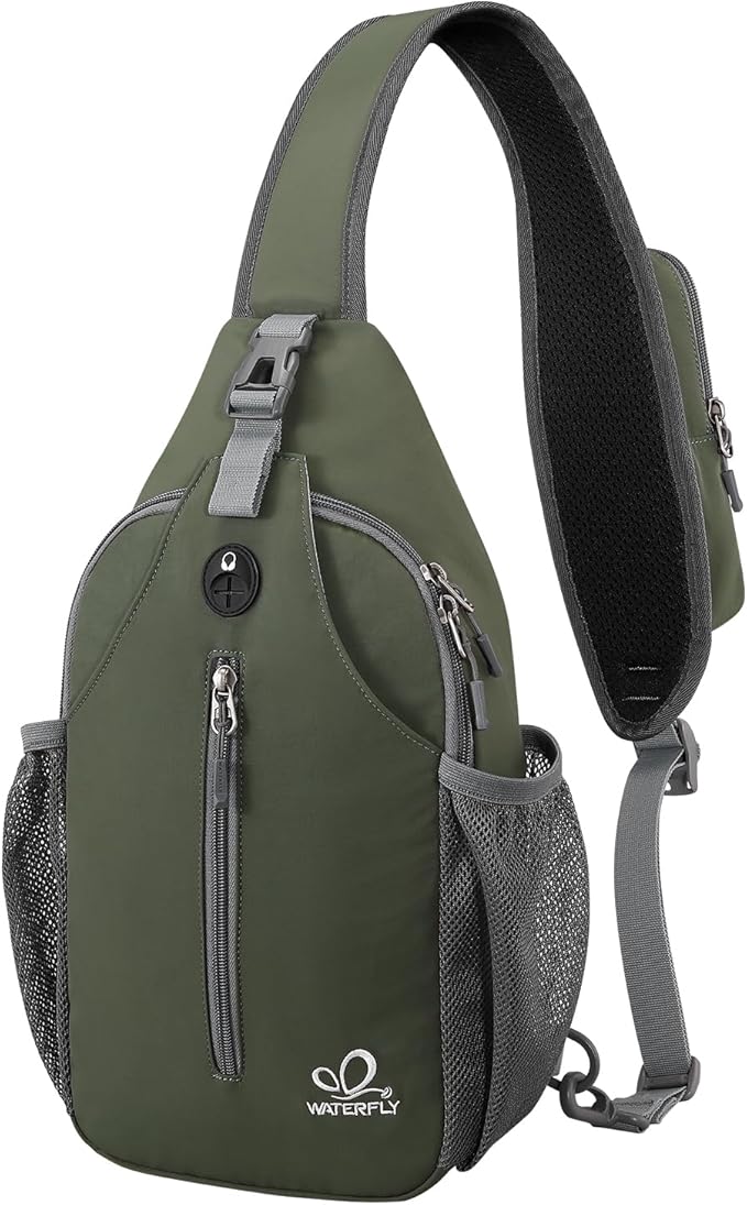 WATERFLY Crossbody Sling Backpack Sling Bag Travel Hiking Chest Bag Daypack