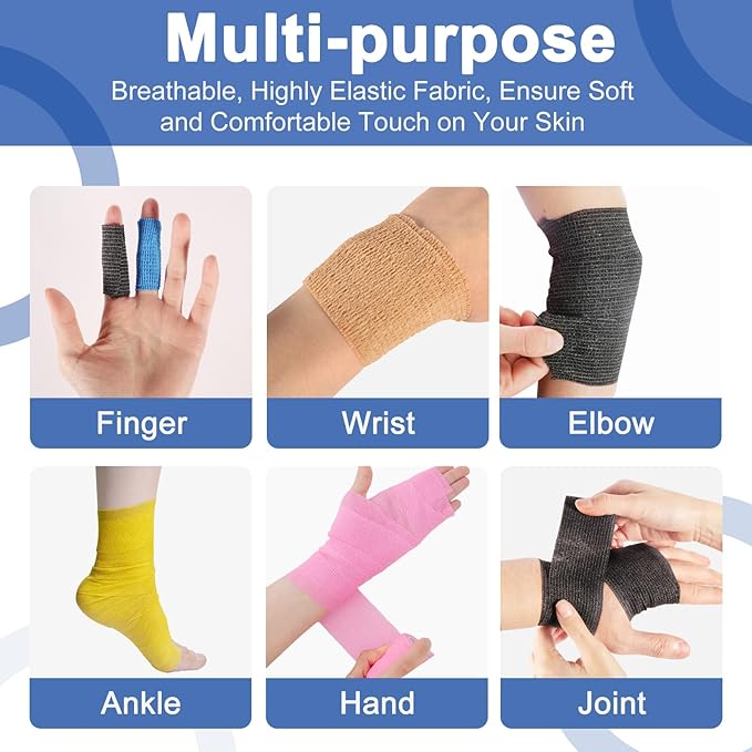 LDIWEE 24 Pack 4 Inch Self Adhesive Bandage Wrap - 5 Yard Cohesive Athletic Tape for First Aid, Medical, Sports, Ankle Wrist Sprains, Vet Wrap (Brown)