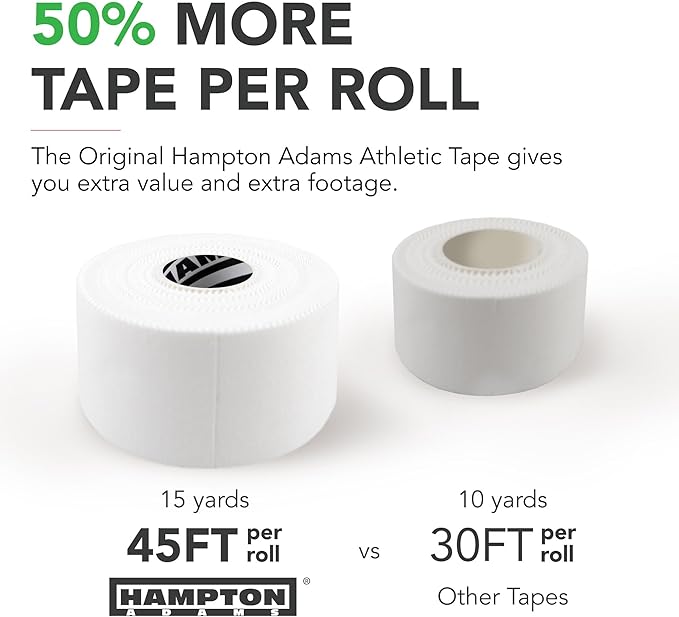 Hampton Adams | Official BJJ Partner | As Seen on Shark Tank | Medical Athletic Sports Tape (8-Pack, 45ft) | Easy Tear & No Sticky Residue | for Athletes, Trainers & First Aid Injury Wraps