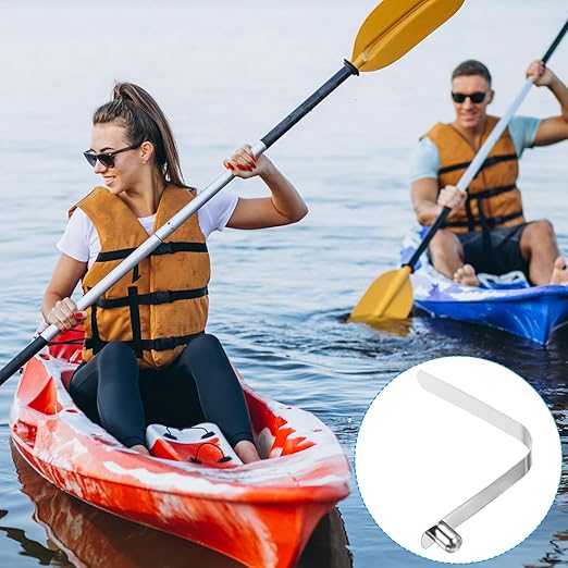 PATIKIL 9.5x7.5mm Kayak Paddle Snaps, 10 Pack Tent Pole Clips Steel V Shaped Single Pin Push Button Spring Clips Lock Tube Pole Clips for Camping Awning