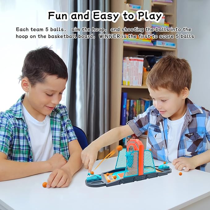 Basketball Shooting Game Toy, Funny Shooting Game, Desktop Table Basketball Games Set, Fast and Frenzied Launching ball - Including 1 Basketball Stand and 10 Balls, Gift for Kids 3-10 Year Old