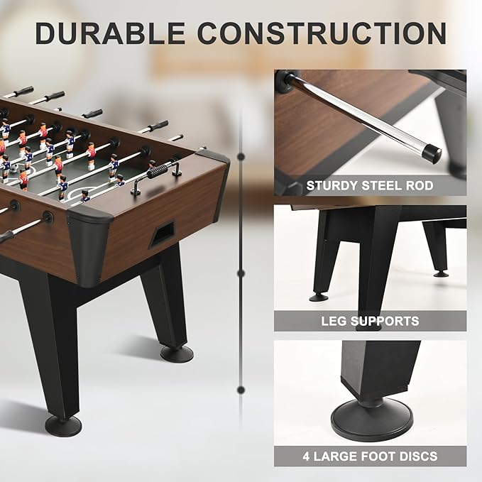 Foosball Table, 58inch Competition Soccer Table Game w/ 2 Balls for Adult Kids Youth, Heavy-Duty Arcade Table Soccer for Home, Game Room