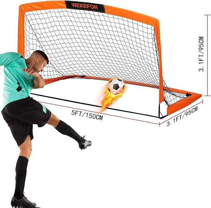 Soccer Goal with Carry Bag, 10/9MM Strengthen Pole, Arched Design, Kids Soccer Goals for Backyard Set 5x 3.1/3.6x2.7/2.9x2.4ft Portable Pop Up Soccer Nets for Toddler, Adults, Youth Games, Play, Gifts