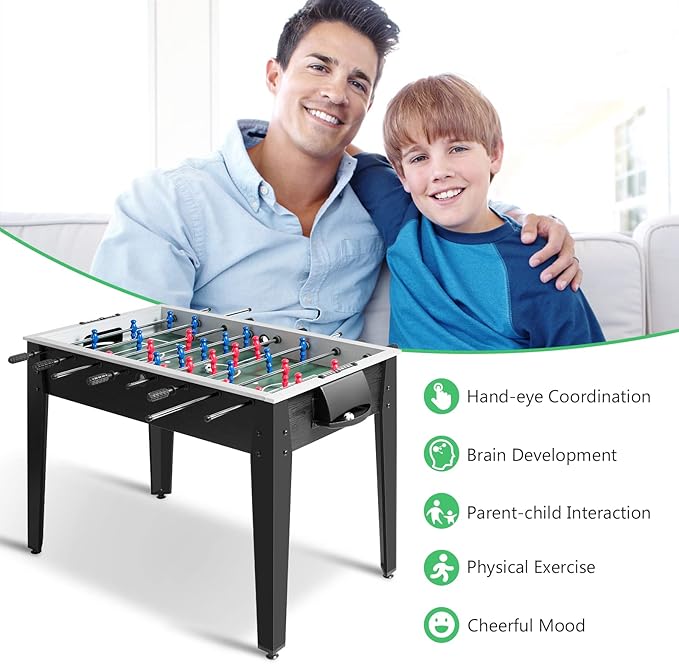 GYMAX 48” Foosball Table, Arcades Soccer Game Table for Multiplayer with 2 Balls, Score Keepers Wooden Competition Sized Foosball Table for Adults and Kids