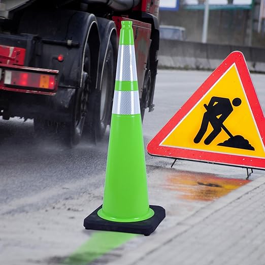 OrangeStar 8-Pack 36" Traffic Safety Cones, Green Construction Parking Cones with Reflective Collars, Heavy Weighted Base for Traffic Control, Construction, Parking Lots, Indoor & Outdoor Use