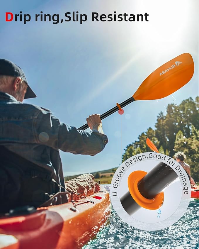 Abahub Adjustable Kayak Paddle 210-230 cm/ 230-250 cm Floating Kayaking Oars Boating Oars Canoeing Oars Black