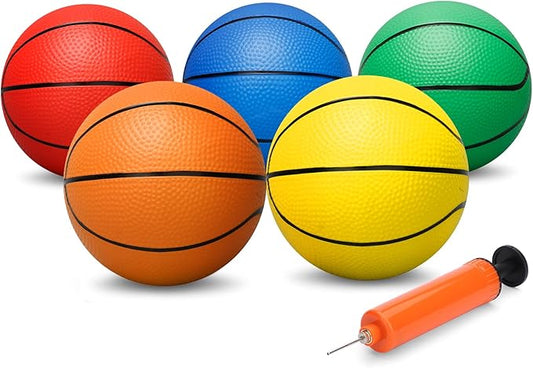 6" Mini Basketball for Kids & Adults, Indoor Basketball for Over-Door Hoop, Toddler Balls Arcade Game 5 Pack