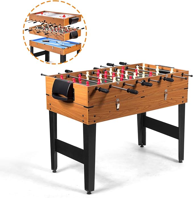 GYMAX 3 in 1 Multi Game Table, 49 Inch with Foosball Hockey & Billiards, Competition Sized Combo Game Table for Home, Game Room, Bar, Party, Club
