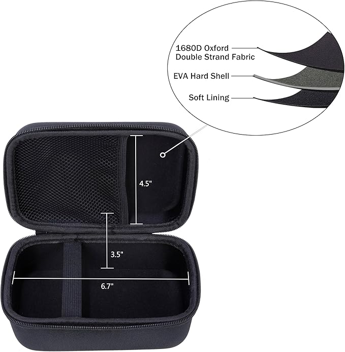 Ginsco Compact Hard Shell Case for Blood Pressure Monitor, Compatible with Omron Bronze/iHealth/Oklar, Portable Carrying Travel Case with Handle, Mesh Pocket for Cuff/Batteries/Charger (Black, M)