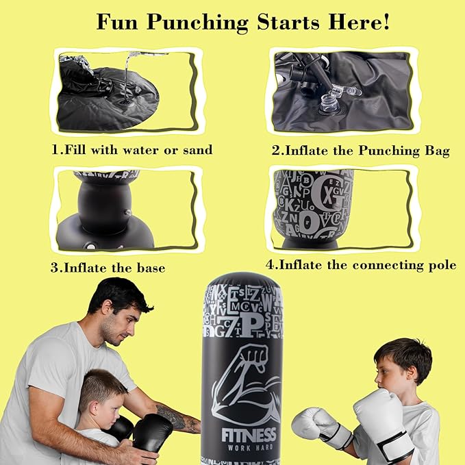 DIMAR GARDEN Inflatable Punching Bag for Kids, 64 Inch Boxing Bag for Karate & Taekwondo Practice