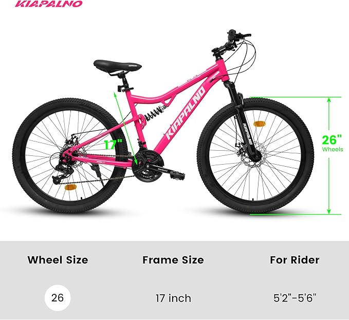 Mountain Bike 24 26 27.5 Inch, Dual Full Suspension Mens Womens Bike, 21 Speeds Dual Disc Brake Carbon Steel Bike, Boys Mens Mountain Bike for School Work Summer Camping, Birthday Gift Choice