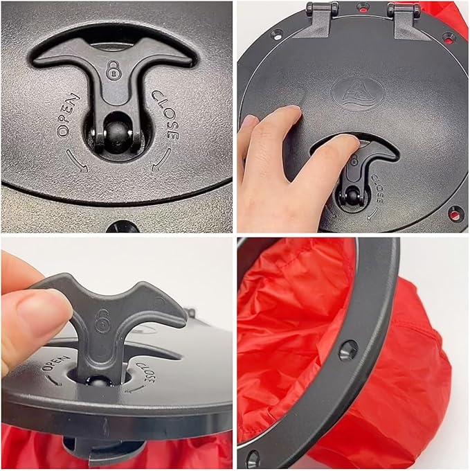 Round/Square Hatch Cover Deck Panel, ABS Sealed Hatch Cover kit with red Waterproof Bag, Suitable for Kayaking