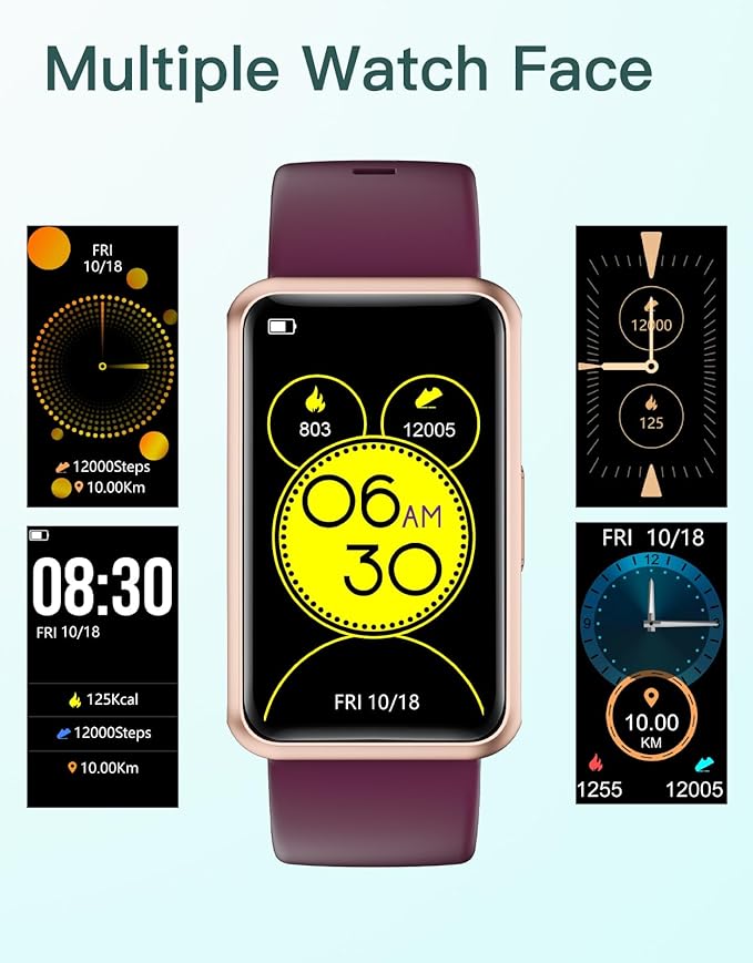 HUAKUA Fitness Tracker No Bluetooth No APP No Phone Needed, Fitness Watch for Men Women Parents IP68 Waterproof with Full Touch Screen Steps Calories Counter Sleep Tracker Alarm Clocks (Purple)