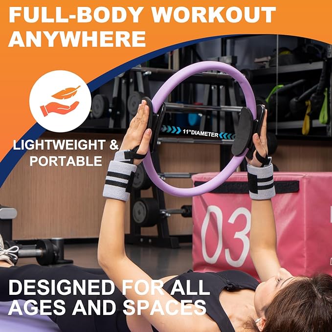 Pilates Ring Circle and Pilates Ball Set, 12 Inch&14Inch Magic Circle Pilates Ring,9 Inch Small Exercise Ball,Resistance Bands Set, Home Pilates Equipment for Women
