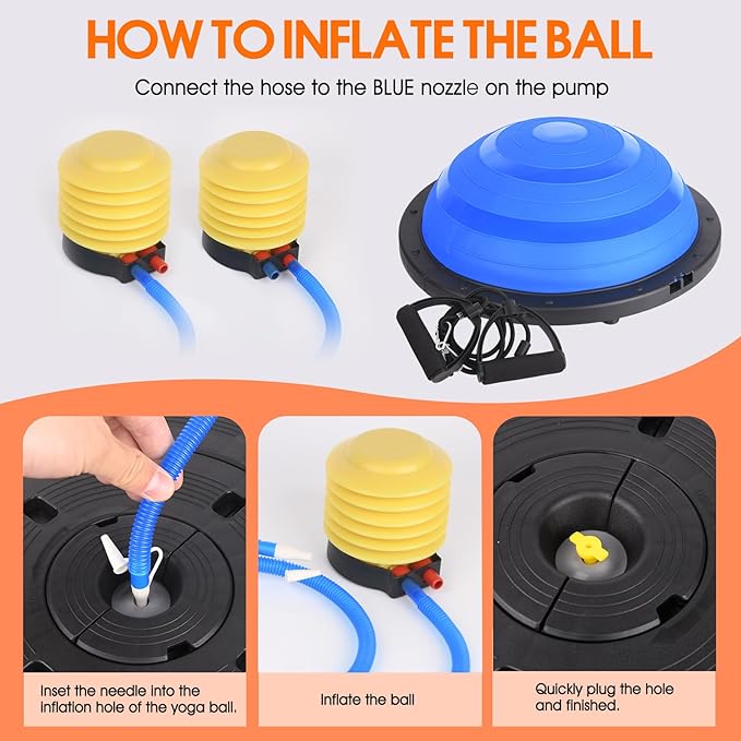 Foldable Balance Ball Trainer with Resistance Bands – Home Workout Equipment with Pump & Non-Slip Base – Core Strength Training Tool for Yoga, Pilates, Balance & Stability