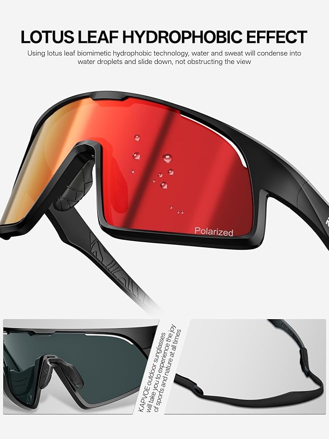KAPVOE Polarized Cycling Glasses Men Women Sports Sunglasses for Mountain Bike Running Fishing Baseball K383