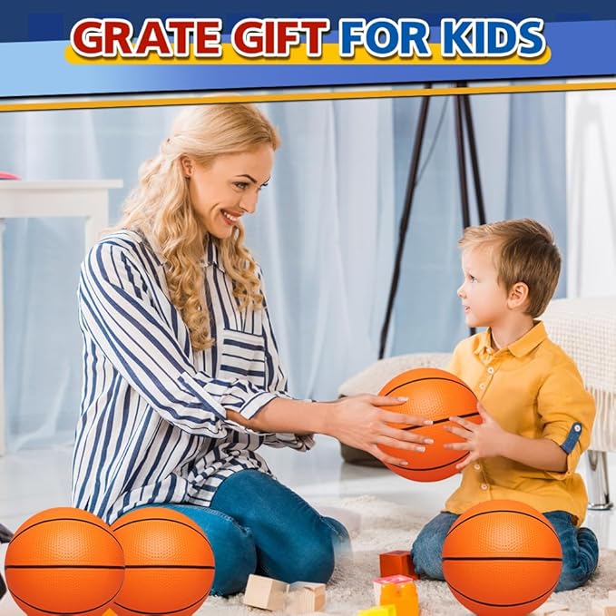 9" Mini Basketball for Indoor Mini Basketball Hoop, 5 Pack Replacement Basketballs Soft Ball for Inflatable Pool, Pool Beach Sandbox Outdoor Sports Gift Bulk for Toddler Kids Adults (with Pump)