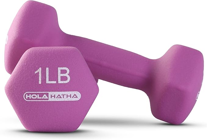 HolaHatha 2, 3, 5, 8, and 10 Pound Neoprene Dumbbell Free Hand Weight Set with Rack, Ideal for Home Exercises to Gain Tone and Definition, Pastel