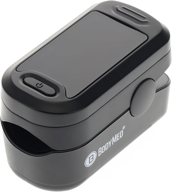 BodyMed Fingertip Pulse Oximeter Blood Oxygen Saturation Monitor with LED Display - Lightweight and Easy to Use - Lanyard and Batteries Included