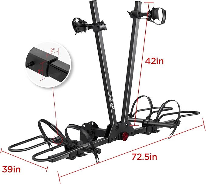 Young Hitch Mounted 2-Bike Rack with Two Posts for Standard, Mountain, Fat Tire Bikes, fit Car, SUV, Van, RV, Trailer, 200 lbs. Capacity