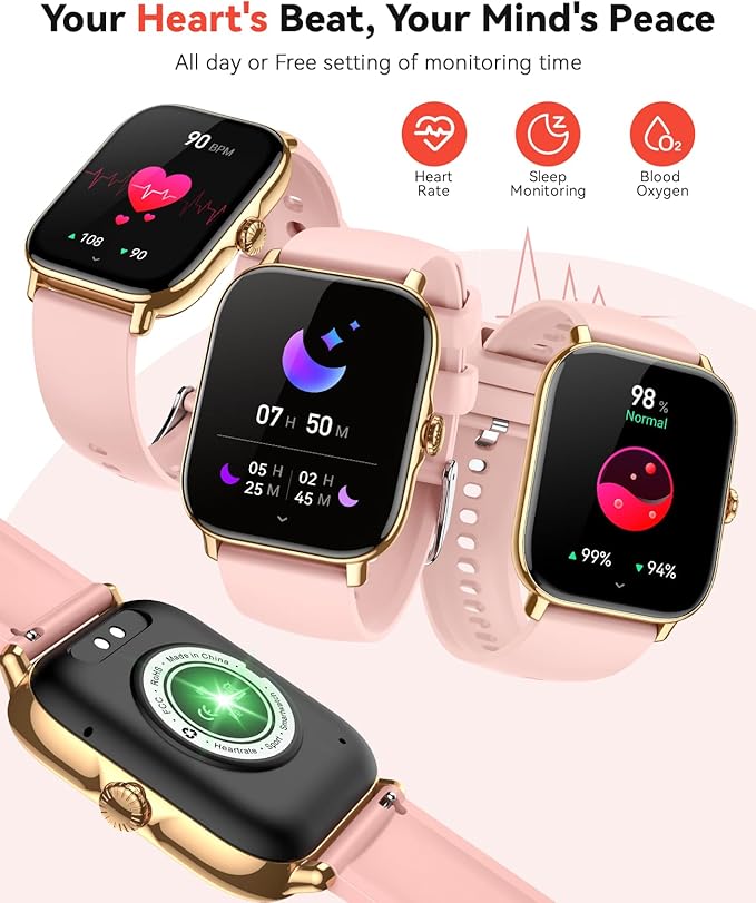 Smart Watch for Women Men, Bluetooth Call, Fitness Step Tracker Watch for Android iPhone Compatible, IP68 Waterproof Smartwatch With Sleep Monitor/Activity Tracker/Pedometer/110+ Sports Modes