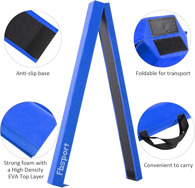 FBSPORT 8ft/6ft Balance Beam: Folding Floor Gymnastics Equipment for Kids Adults,Non Slip Rubber Base, Gymnastics Beam for Training, Practice, Physical Therapy and Professional Home Training