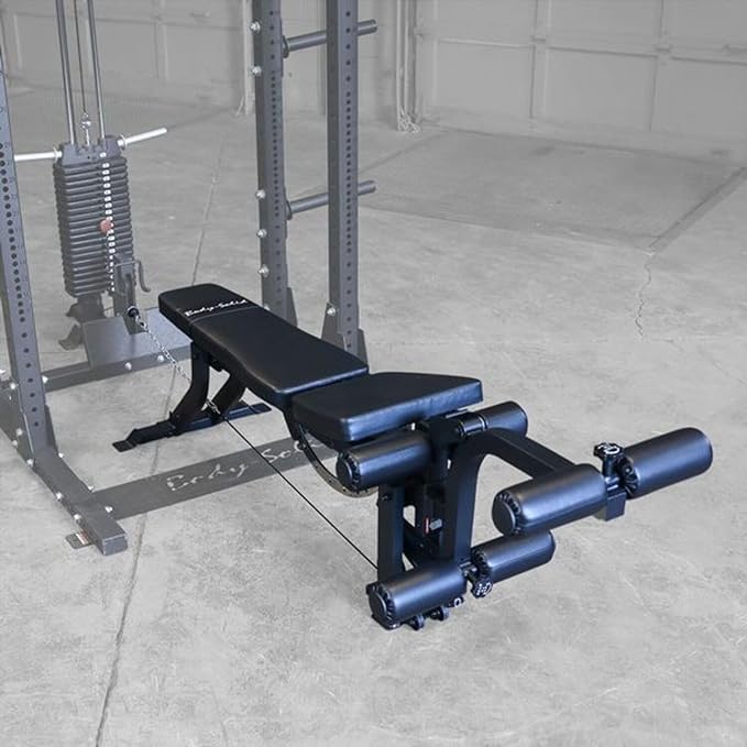 Body-Solid (GLEG) Adjustable Weight Bench with Cabled Leg Developer for Power Rack Weight Attachment, Foldable Workout Bench for Dumbbell Workouts, Incline Decline Bench