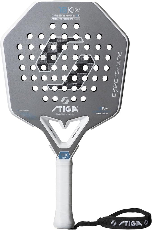 Stiga Padel Racket 18K LW Cybershape, Lightweight Carbon Fiber Padel Blade for Intermediate Table Tennis Play for Adults & Youth