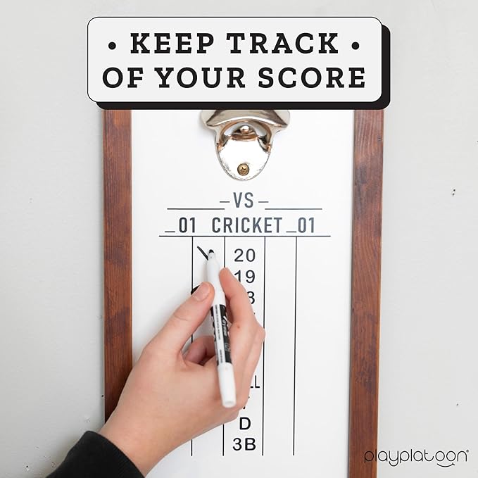 Play Platoon Dart Scoreboard & Darts Holder Wall Mount with Bottle Opener - Wood Score Board, Professional Darts Accessories, Dart Holder