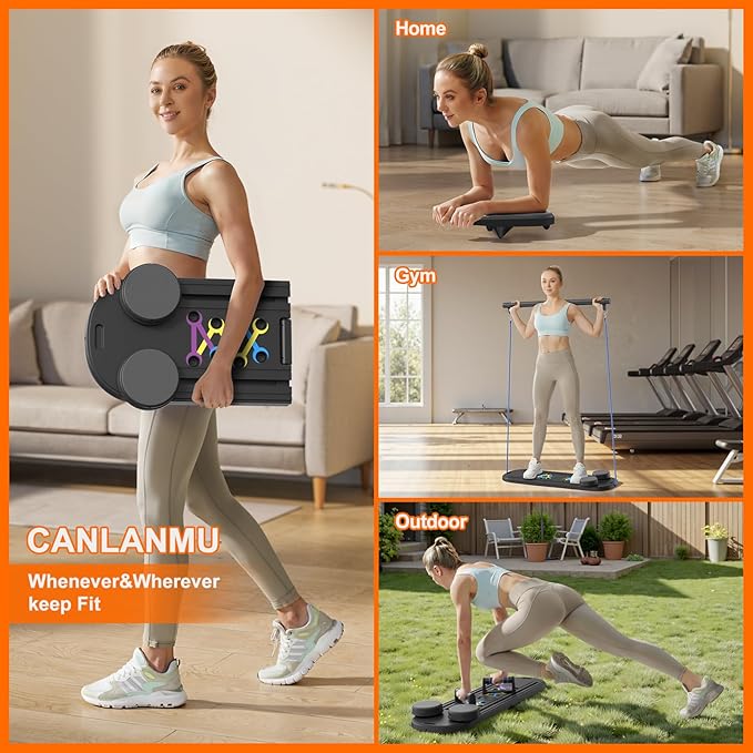 Pilates Board,Pilates Reformer Sets, Multifunctional Abdominal Pilates Board for Home Workout Equipment, Portable Foldable Ab Board Trainer Pilates Exercise Machine,Pilates Board for Women