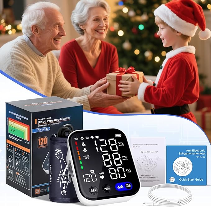 Blood Pressure Monitor, Upper Arm Blood Pressure Monitors for Home Use, Adjustable 8.7"-16.5" Blood Pressure Cuff, 2-User 2X120 Memory, One Touch Operation, Accurate BP Machine