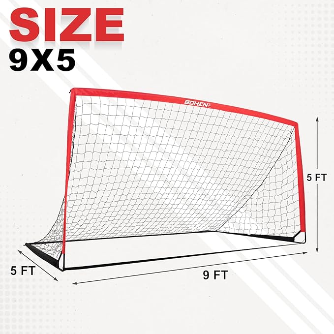 BOHEN 11x5.5 FT/9x5 FT/6x4 FT Portable Metal Soccer Goal for Backyard with Carry Bag - Fun for Outdoor Indoor Training Games for Kids and Adult, Easy Storage and Transportation