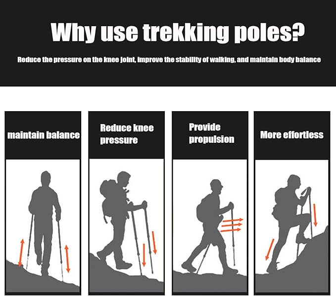 Aihoye Trekking Poles Shock Absorbing Adjustable Hiking or Walking Sticks for Hiking Collapsible Strong, 2-pc Pack Lightweight Walking Pole, All Terrain Accessories and Carry Bag