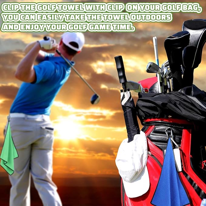 Batiyeer Golf Towels Bulk for Bags 16'' x 16'' Microfiber Waffle Pattern Golf Towel with Clipfor Mini Tournament, Club, Yoga, Fitness