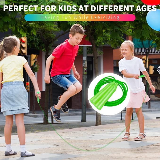 Aneco 30 Pack Kids Jump Rope Set 7.3 Feet Outdoor Jump Ropes Colorful Kids Jumping Ropes Great Sports Activities Birthday Party Favors Gifts