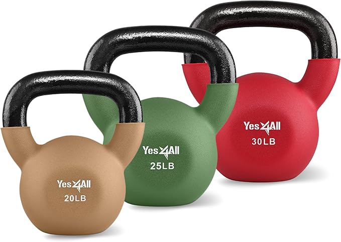 Yes4All Kettlebells 5lbs-65lbs & Kettlebell Sets Adjustable Weights, Kettlebell for Weight Training, Home Workout Equipment with Secure Grip for High Rep, Exercise Equipment