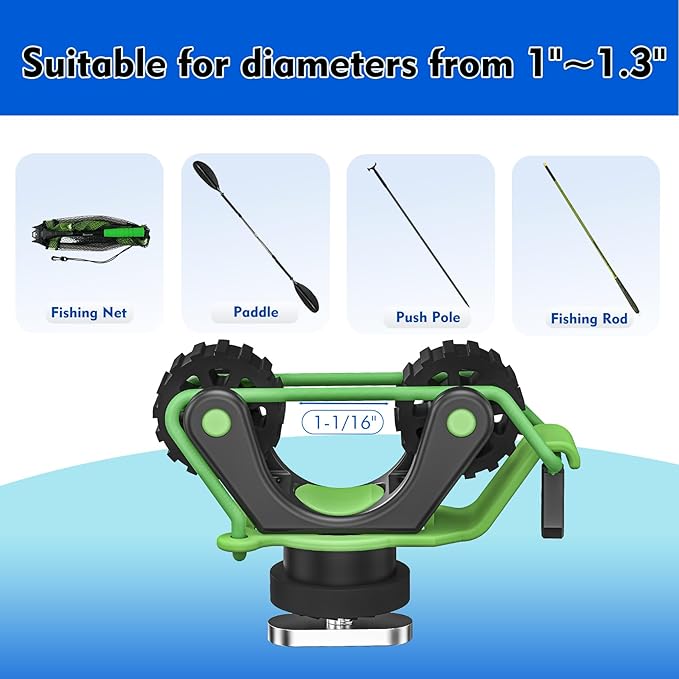 1005 2 PCS Kayak Paddle Holder with Rubber Ring Rollers Fits Various Shaft Diameters for Holding Paddle, Rod, Net and More – Improved Compatibility for Fishing Kayaks
