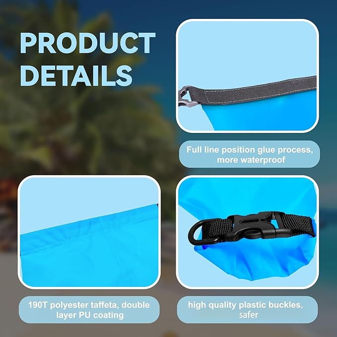 6PCS Dry Bags Waterproof, Lightweight Dry Bags for Kayaking Waterproof,Outdoor Waterproof Bag for Kayaking Hiking Boating Camping