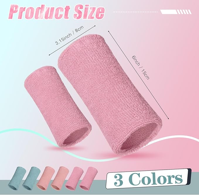 WILLBOND 6 Inch Wrist Sweat Bands for Men Women Tennis Elastic Athletic Long Sweatband Wrist Absorbent for Basketball Tennis Running Outdoor Activity