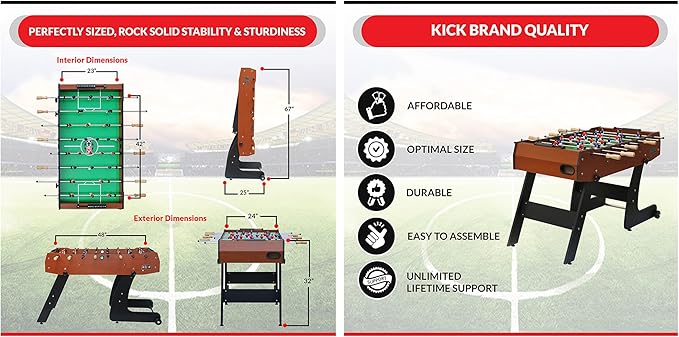 KICK Monarch 48" in Folding Foosball Table