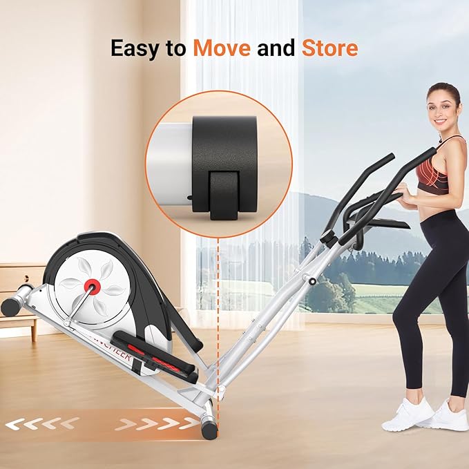 ANCHEER Elliptical Exercise Machine, Ultra-Silent Magnetic Elliptical Training Machines for Home Gym, 8 Resistance Levels Control with Pulse Rate Grips, LCD Monitor Max Capacity 380Lbs